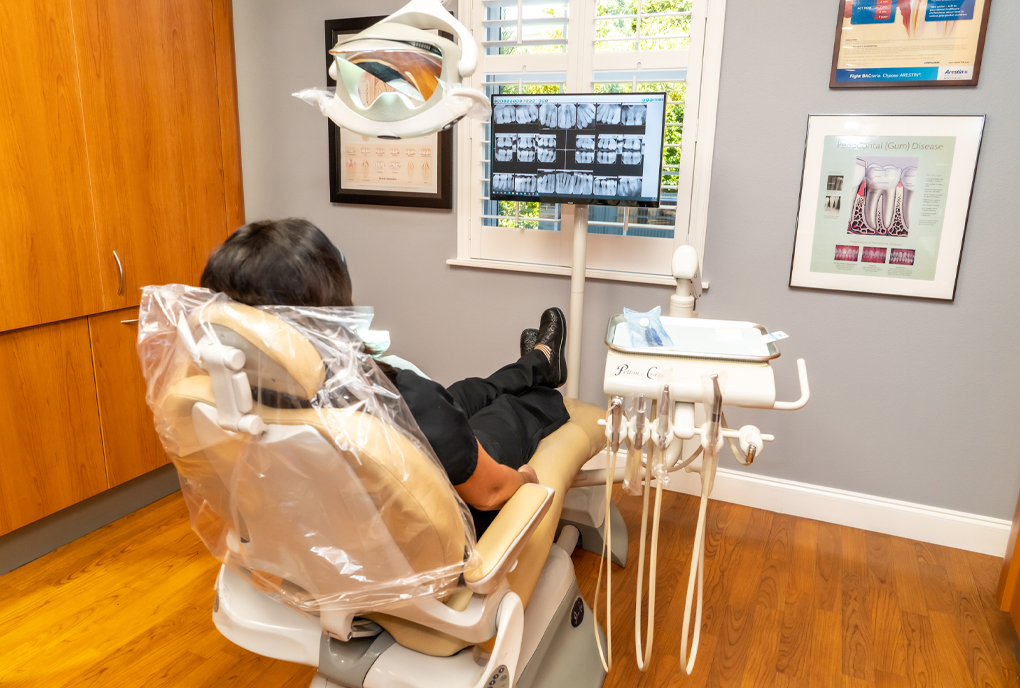 dental chair with patient